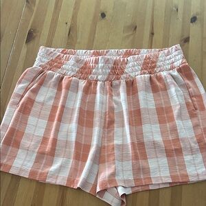 Torrid Plaid Shorts in Coral and White